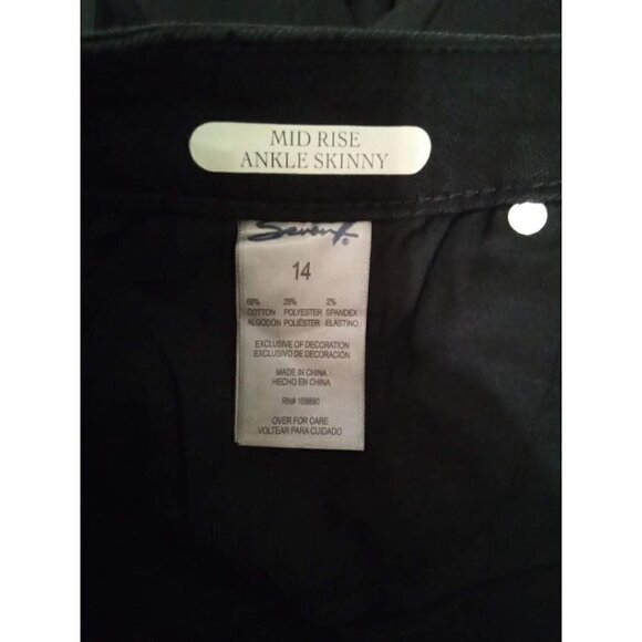 SEVEN7 Black Mid-Rise Ankle Skinny Raw Hem Jeans Sz 14 - Picture 8 of 9